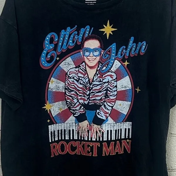 Elton John Gray Tee size L - Image 4