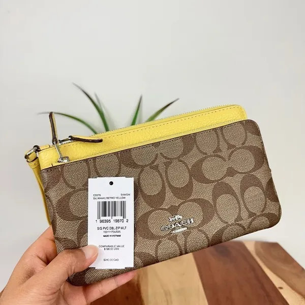 NWT‎ Coach Double Zip Wallet In Signature Canvas - Image 7