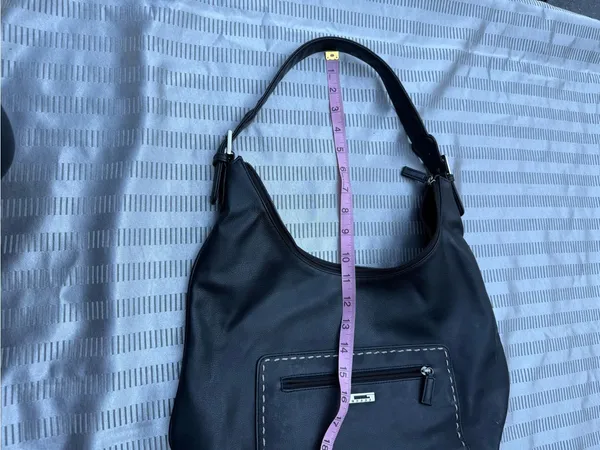Guess Black Hobo Shoulder Bag – Front Zip Pocket, Silver Hardware - Image 5