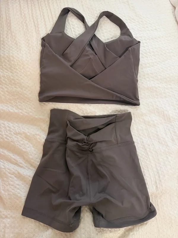 Berlook X Criss Cross Bra and Shorts Set Brown - Image 5