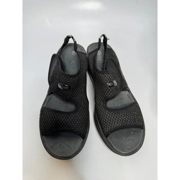 Bzees Debut Sandals Womens 8M Black Good Slingback Wedge Stretch Shimmer - Image 2