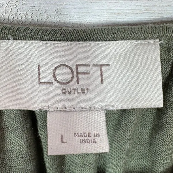Loft Slub Jersey Knit Scoop Neck‎ Peasant Tee Shirt Olive Green Large - Image 9