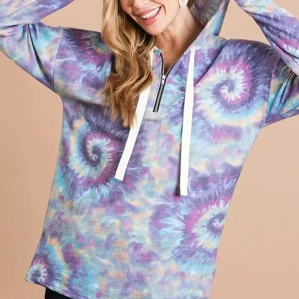 BiBi Brushed Circular Tie Dye Print‎ Terry Hoodie - Image 7