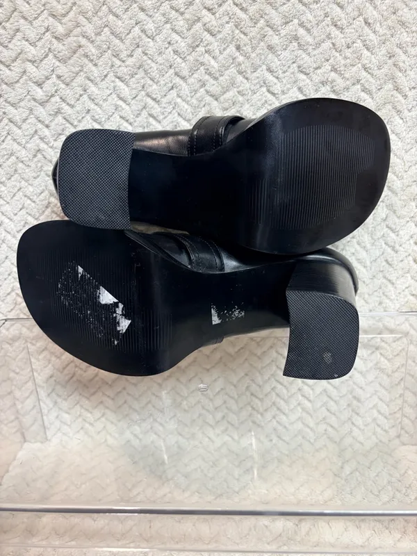 Vtg 90s SKECHERS Womens 6 Chunky Platform Loafers Buckle Black‎ Faux Leather Y2K - Image 9