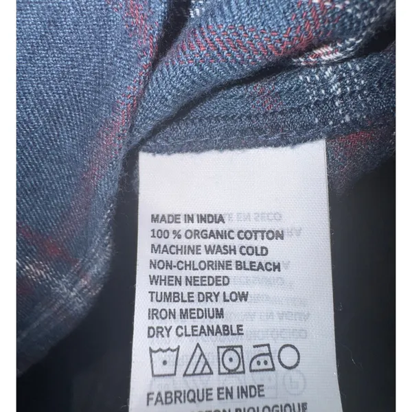 Prana Loop to Pines Organic Cotton Flannel Dress Blue Womens‎ Sz S Relaxed Plaid - Image 9