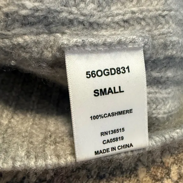 One Gray Day OGD Women 100% Cashmere Gray Ribbed Raglan Cropped Sweater Small - Image 3