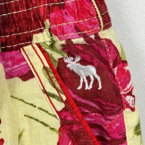 Abercrombie‎ & Fitch Floral Halter Romper Women M Pink Red Rose Pockets - Image 8