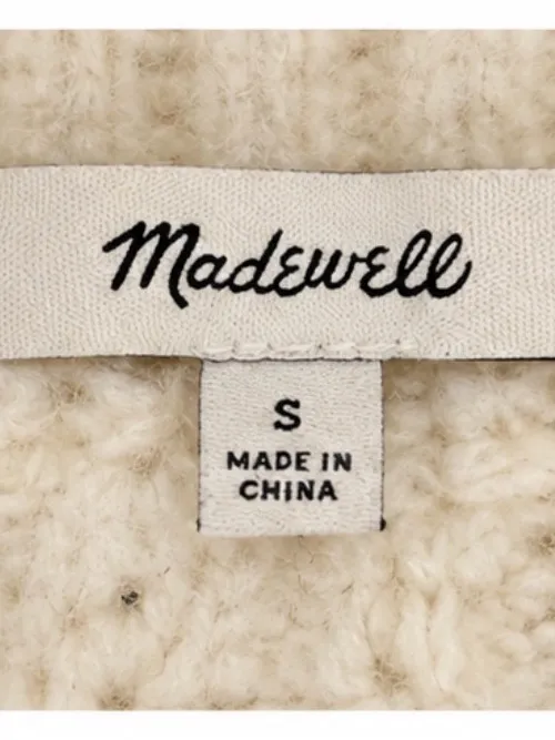 Madewell 100% Merino Wool Cream Mock Neck Chunky Knit Sweater Size Small - Image 4