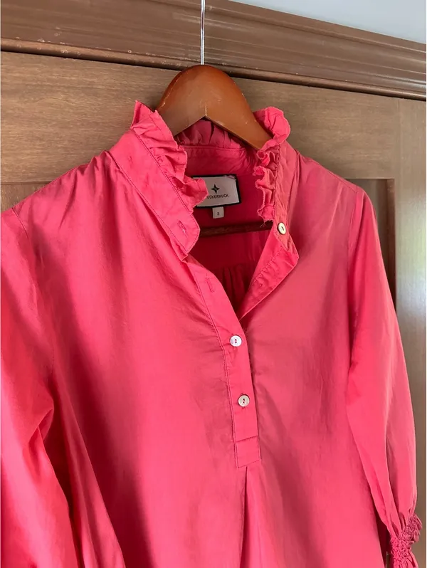 Tuckernuck Teagan Popover Blouse Shirt 100% Cotton in Pink Women’s Small - Image 12