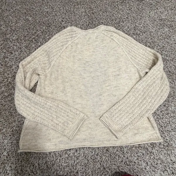 Croft & Barrow Womens XL Beige Metallic Gold Pointelle Open Front Cardigan NWT - Image 5
