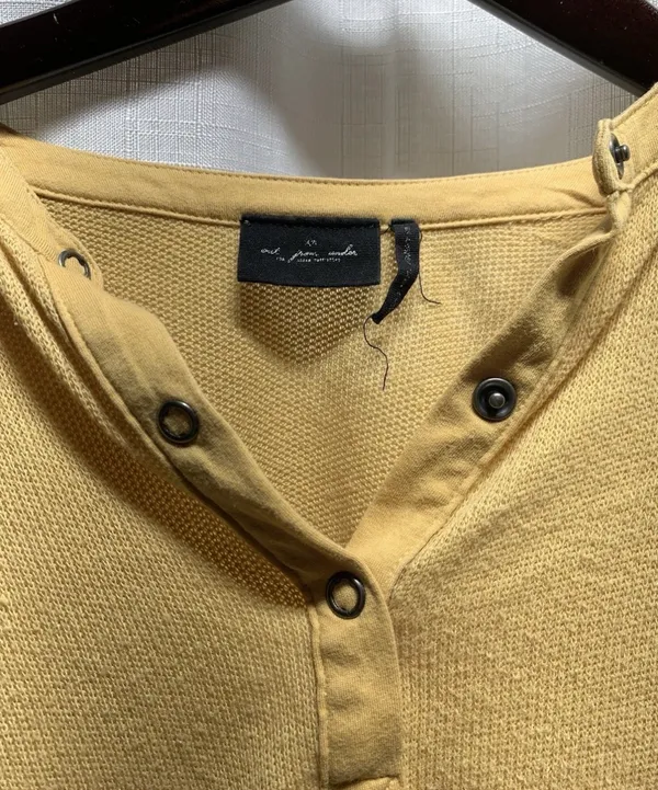 Women's Urban Outfitters Emmy Mustard Yellow Cropped Henley S - Image 2