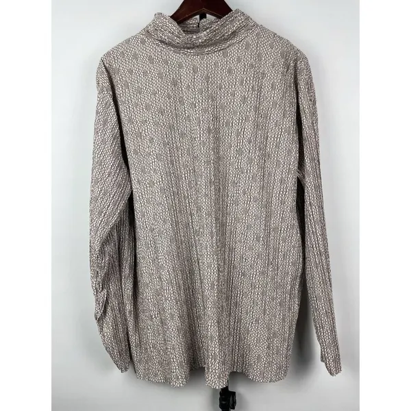 Zara Tan Jacquard Floral Pleated Long Sleeve High Neck Blouse Size‎ L - Image 2