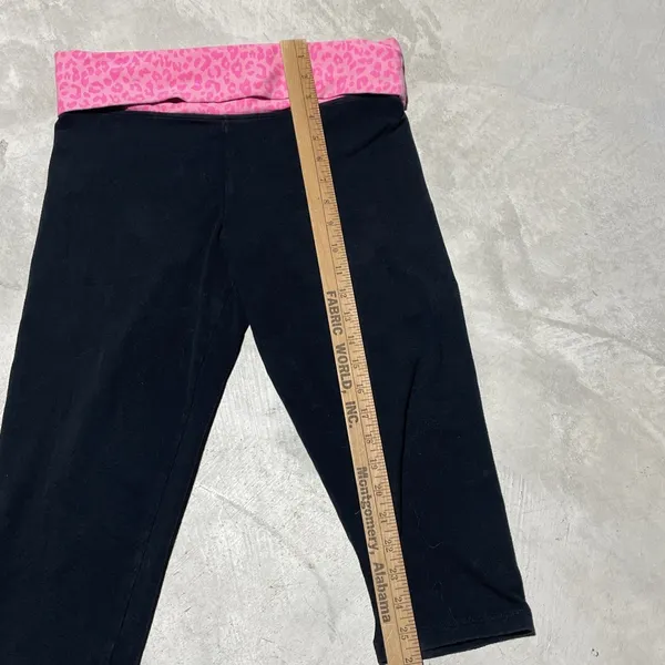 Victoria's Secret PINK Women's Y2K Fold Over Yoga Pants Pink Sparkle SZ M Capri - Image 9