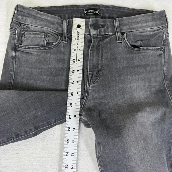 MOTHER Denim Faded Black Skinny Jeans Size 28‎ Made in USA Distressed Gray - Image 9
