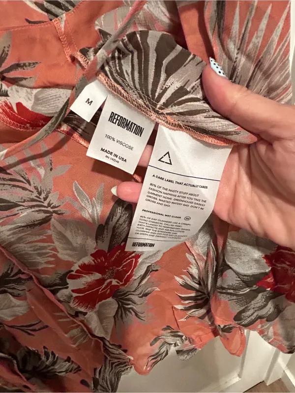 Reformation Pink Lourdes Tropical Print Wrap Dress size medium - Image 6