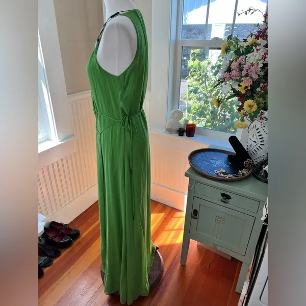Paula Hermanny Green Wrap Maxi Dress Ring Detail NWT Size 0 - Image 9