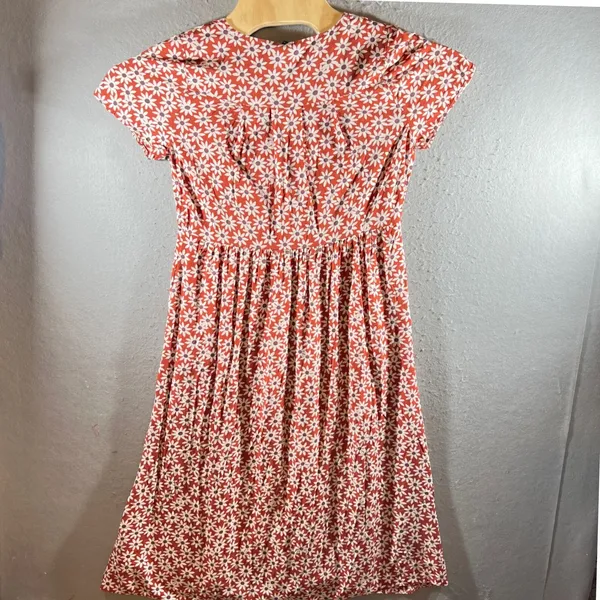1145 | Madewell Floral Daisy Faux Wrap Viscose Midi Dress‎ Rust Orange Women XXS - Image 2