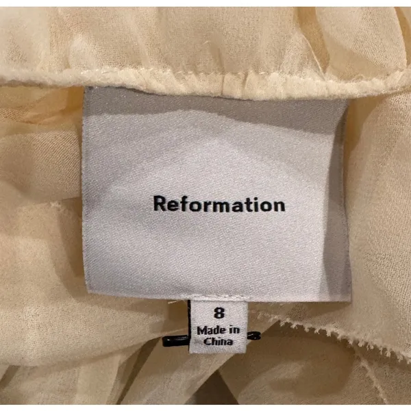 Reformation Wyn Ruffle Sheer Blouse Size 8 - Image 8