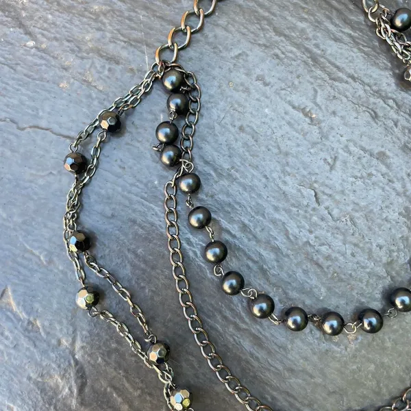 Free People Beautiful vintage beaded layered chain necklace - Image 4