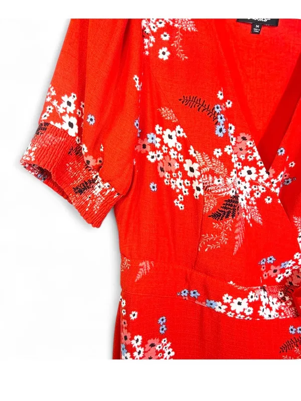 Lulus Women’s All the Sweetness Floral Print Puff Sleeve Midi Wrap Dress Size M - Image 11