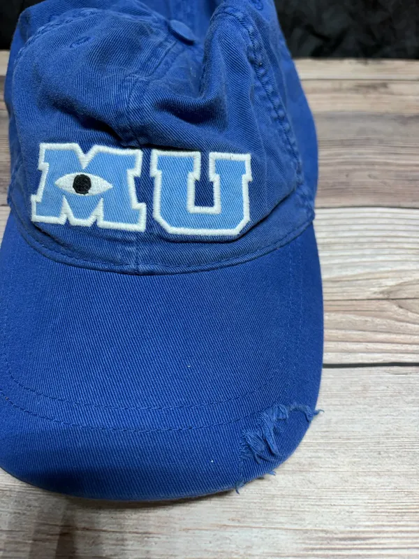 Disney Parks MU Adult Blue Baseball Cap Distressed Bill Adjustable Hat Cotton - Image 2