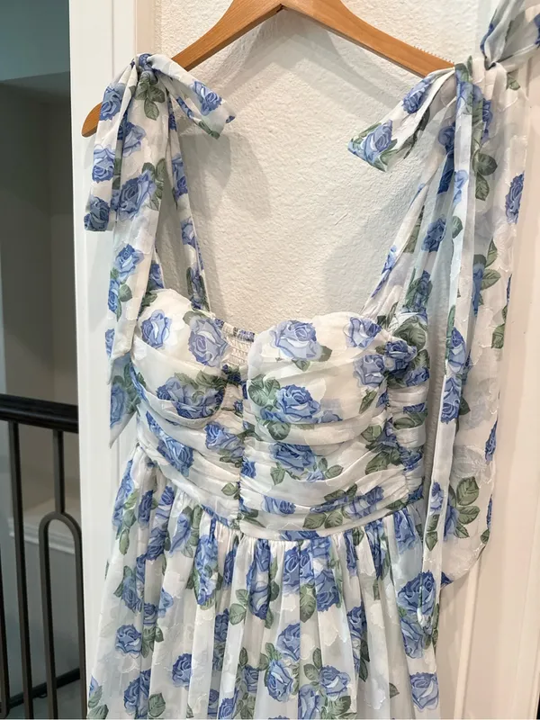 Mable Blue Rose Floral Midi Dress NWT Cottagecore Garden Party - Image 4