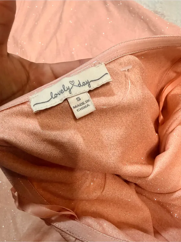 Lovely Day Strapless Peach Mini Dress with Dramatic Back Bow - Image 7