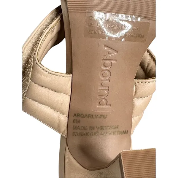 Abound Carly Tan Beige Quilted Padded Square Toe Flared Heel Sandals‎ Mules 6M - Image 7