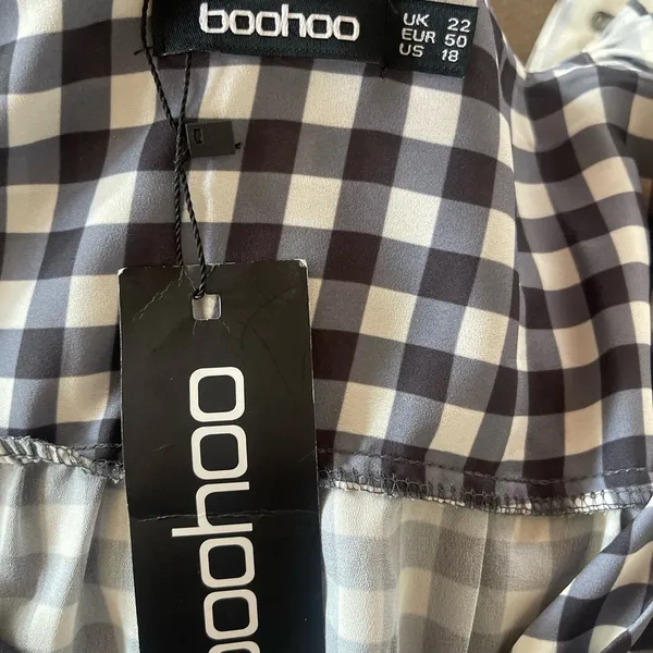 boohoo Ruffle Strap Gingham Smock Dress size 18 - Image 4