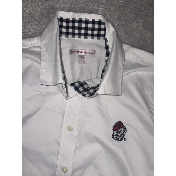 peter millar georgia bulldogs flip cuff button up womens Gingham - Image 6