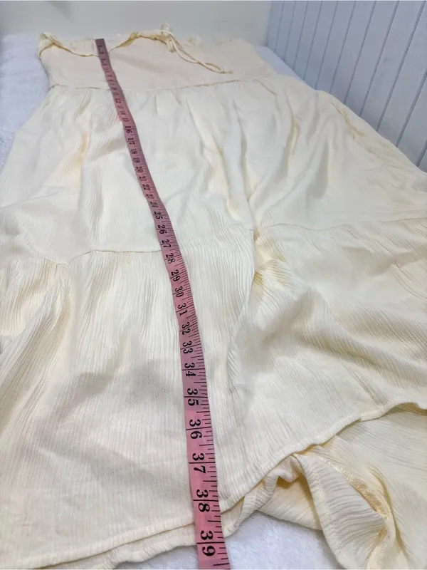 Hollister Cream Smocked Strapless Ruffle Maxi Dress size XXL P - Image 13