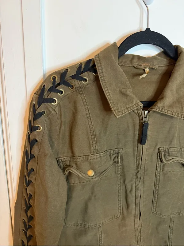 Free People Faye Military Lace Up Army Jacket - Image 8