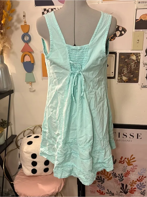 Turquoise Embroidered Button‑Front Dress - Image 7