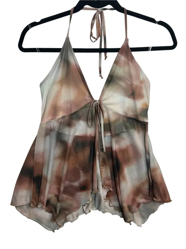 NWT Frankee & Skylarr S Sheer Mesh Tie Dye Halter Babydoll Handkerchief Top Y2K - Image 3