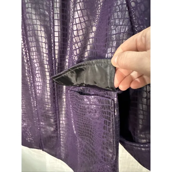 Susan Graver Style purple Croc Embossed Faux Leather Zip Front Jacket Womens 1X - Image 3
