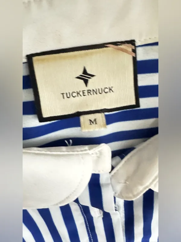 Tuckernuck Blue and White Striped Button-Front Shirt Dress Size Medium - Image 9