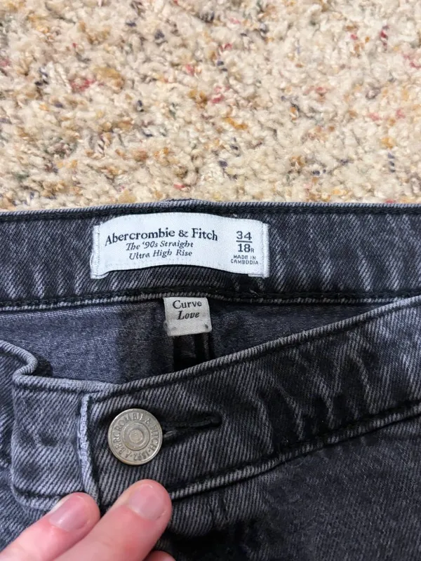 Abercrombie & Fitch Curve Love The '90s Straight Ultra High Rise Gray Jeans - Image 5