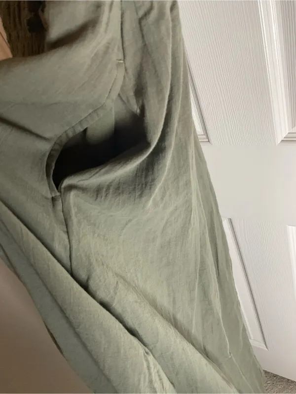 American Eagle Smocked Midi Dress in Olive Green – Size Small - Image 4