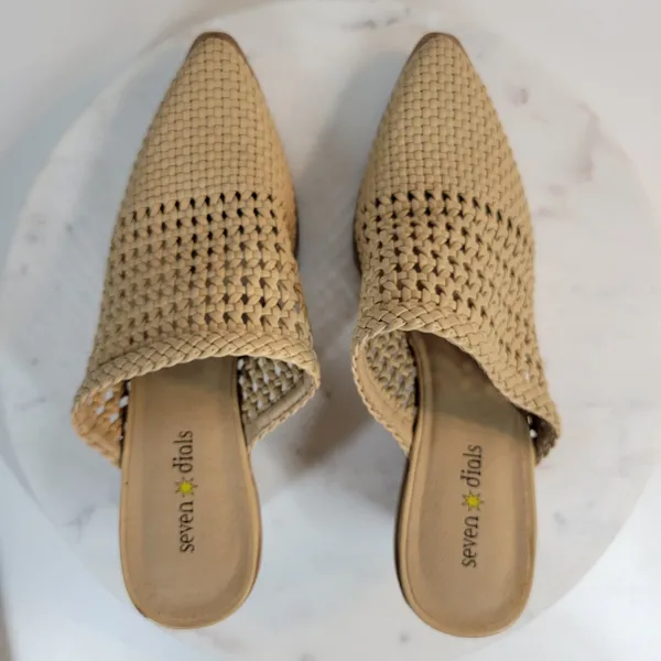 Seven Dials Womens Mule Heels 8 Brown‎ Cognac Woven Quinton Pointed Toe Clogs - Image 8
