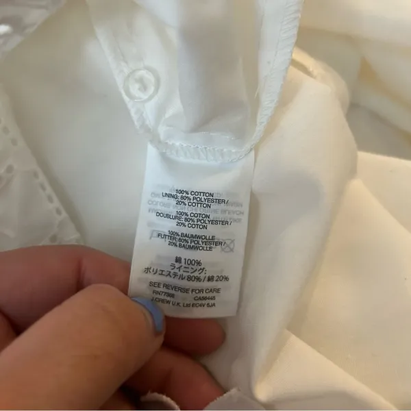Madewell White Lace Trim Eyelet Midi Dress Sweetheart Neckline 100%‎ Cotton 2 - Image 7