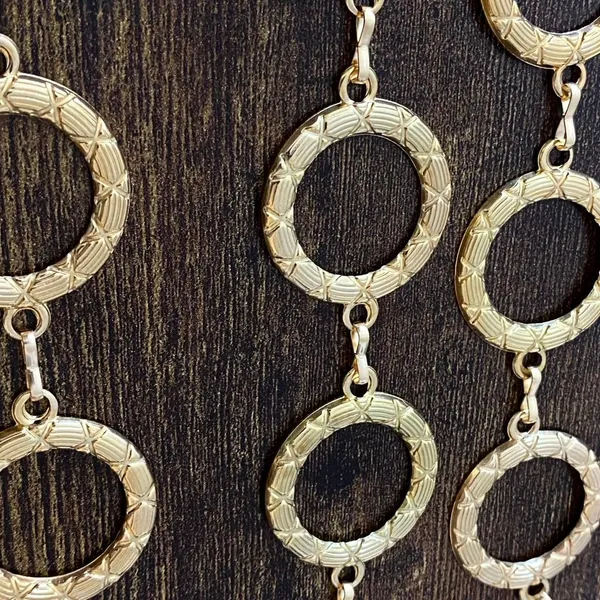 Gold Y2K Textured Open Ring Waist Chain Belt, Fits 28-46 Inches, X7GA1358 - Image 7
