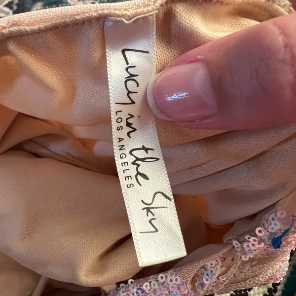 Lucy in the Sky Starstruck Strappy Dress in Nude Iridescence size small - Image 11
