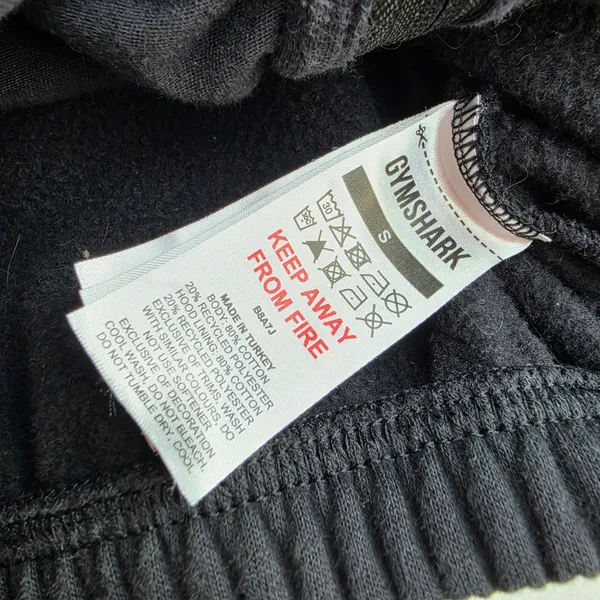 Gymshark Fleece Full Zip Hoodie Jacket Black‎ Cropped B8A7J-BB2J-S-EN1 Small - Image 6