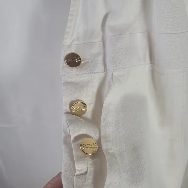 Stoney Clover Lane Target White Linen Blend Overalls with Gold Heart Hardware M - Image 6