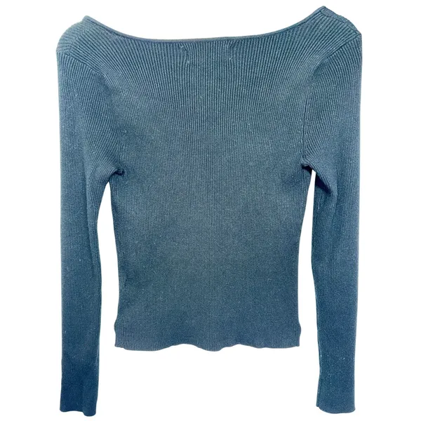Abercrombie & Fitch Soft AF Black Ribbed Knit Long Sleeve Pullover Sweater Sz M - Image 2
