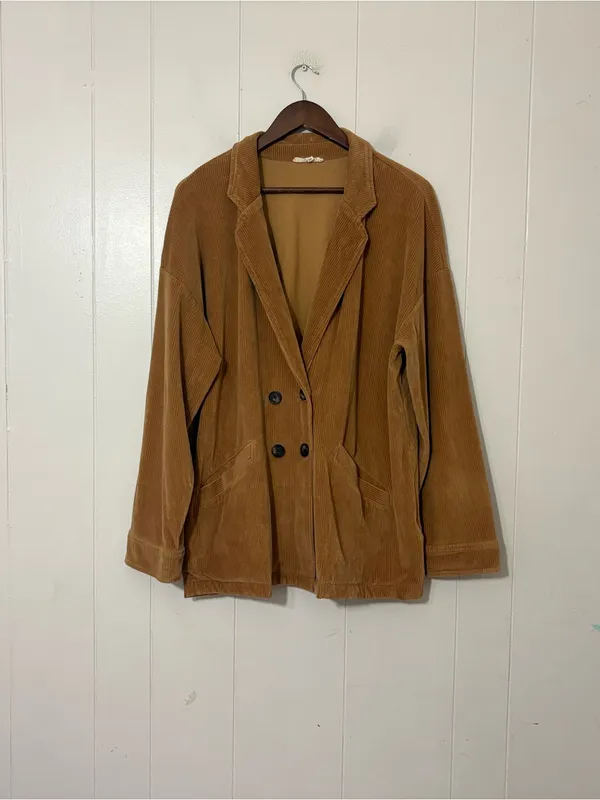 Madewell Knit Corduroy Redford Blazer Camel XXL Double Breasted Oversized - Image 2
