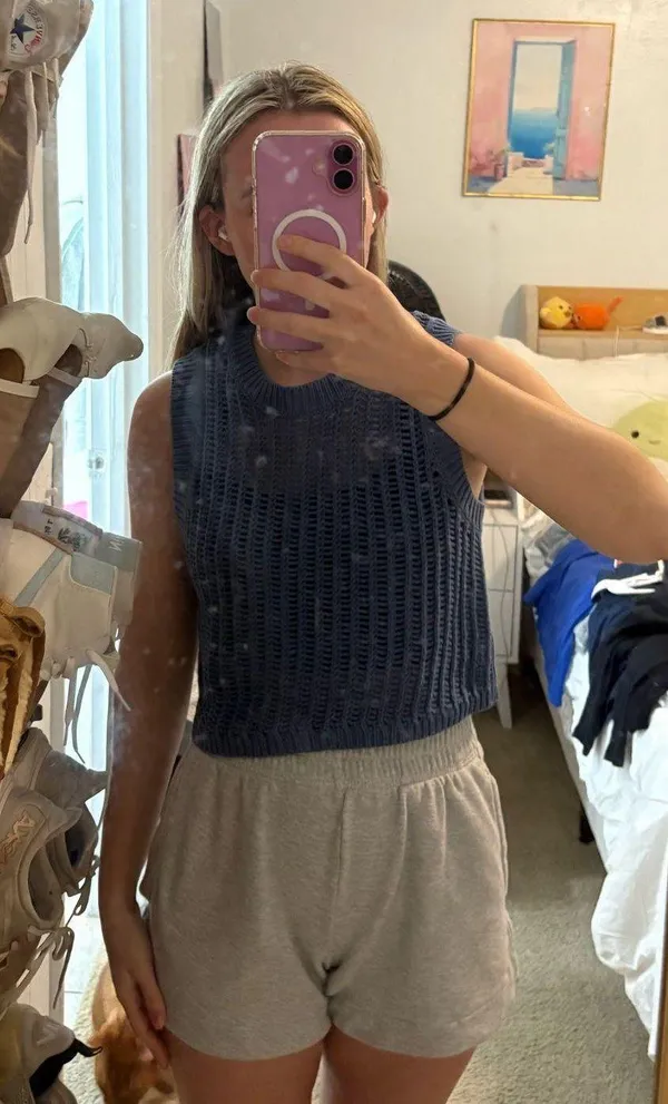 Aerie Offline Blue Crotchet Top - Image 2