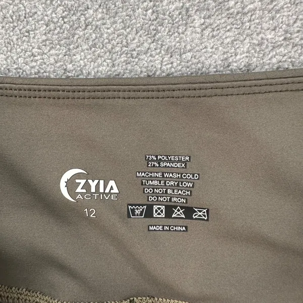 Zyia Active Cropped Leggings Women's 12 Olive Green Floral Print Gym Workout - Image 6