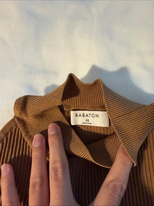 Babaton Ribbed Halter Mock Neck Top - Brown - Image 2