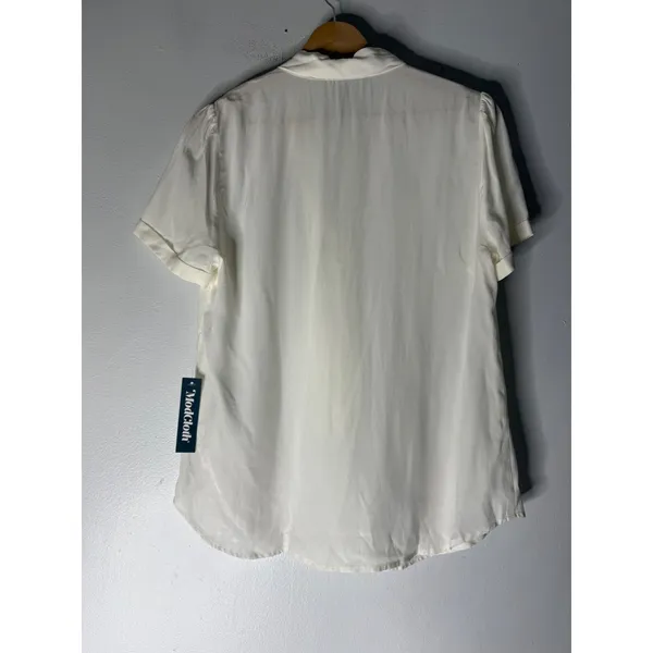 ModCloth classic tie neck‎ short sleeve white size small NWT - Image 2